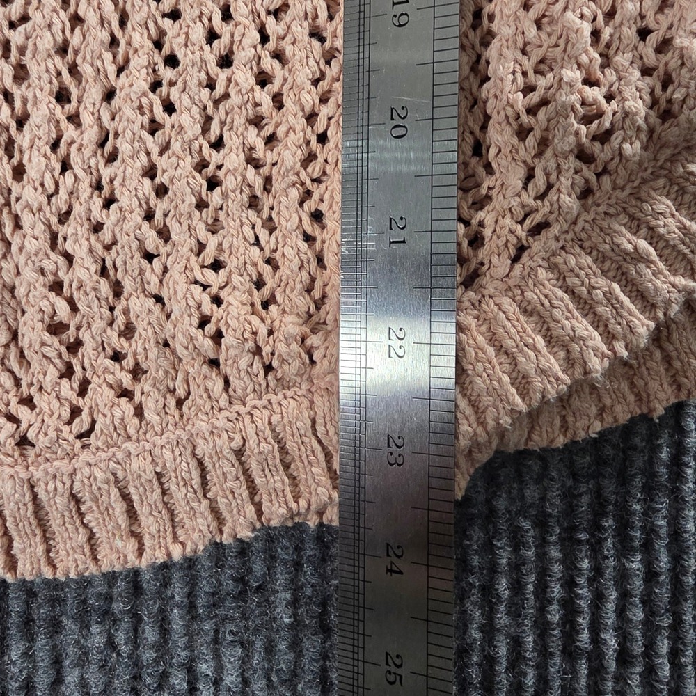 Hollister Womens Open Knit Sweater Blush Pink Strappy Back Small Boho Pullover - Picture 2 of 5